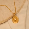 A fringed, embossed star-studded, diamond-encrusted pendant snake bone chain with an aged French court style, a light luxury accessory, and a high-end stainless steel decorative necklace details Picture